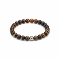 Tiger Eye Bracelet with Stainless Steel Bead
