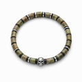 Epidote Stone Bracelet with Stainless Steel Skull Bead