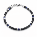 Agate &amp; Lapis Bracelet With Stainless Steel Beads