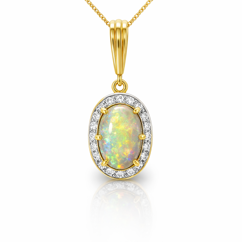 Opal and Diamond Pendant | Oval