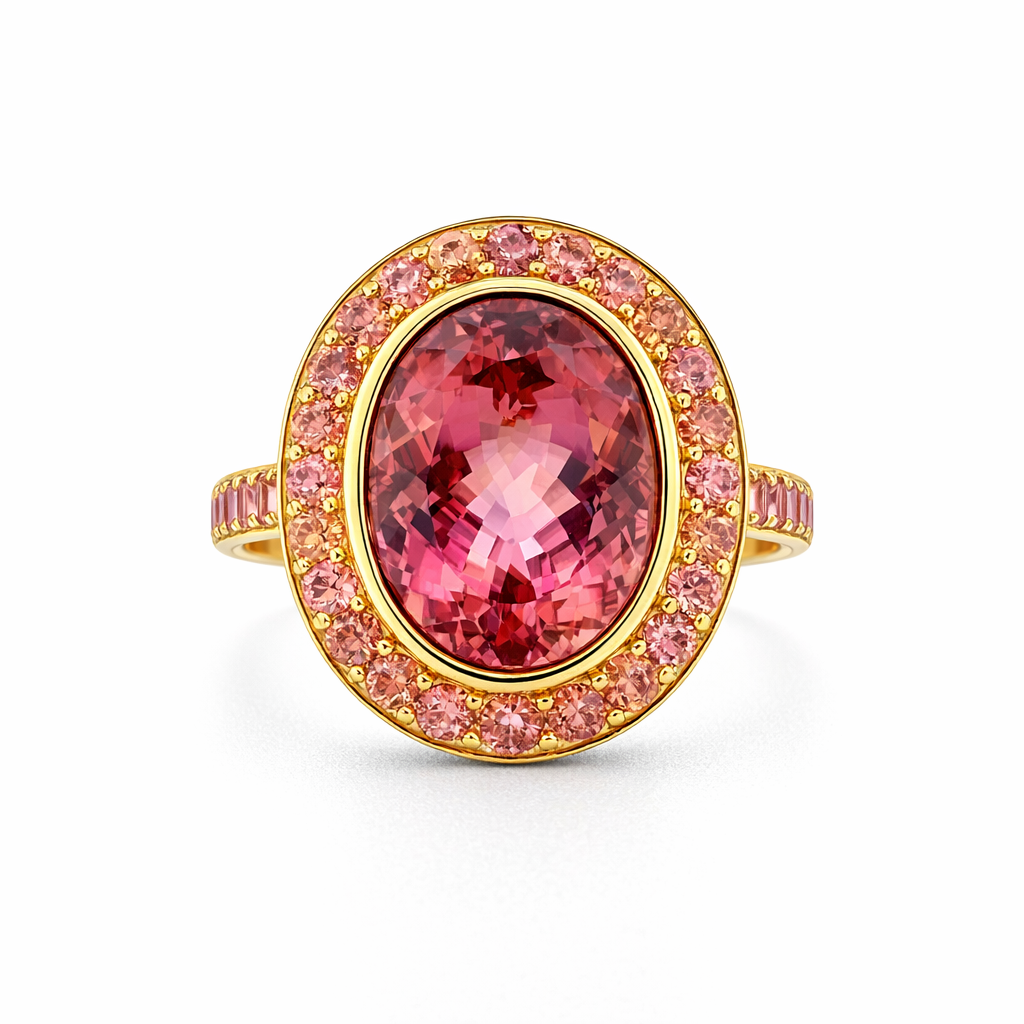 Imperial Topaz And Sapphire Ring | 18K Gold