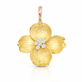 Diamond Flower Pendant | 18ct Yellow Gold