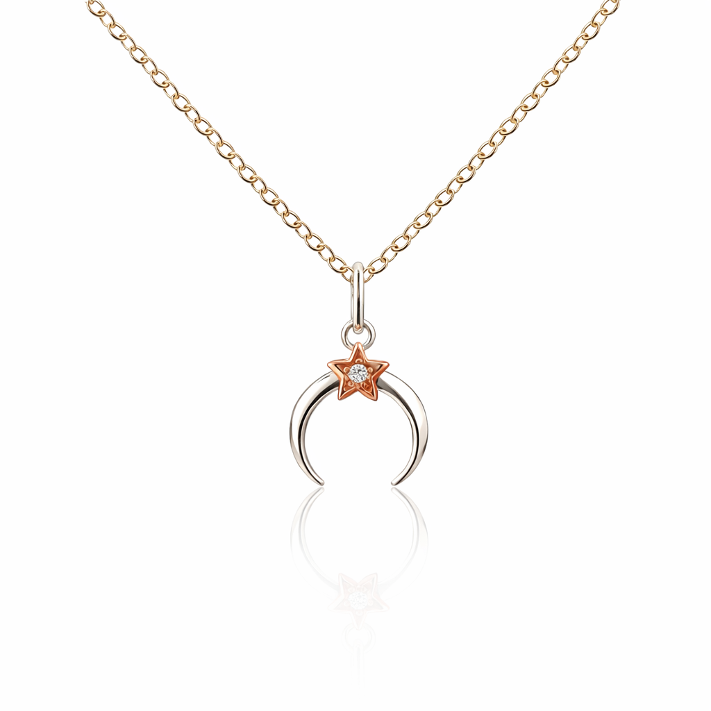 Petals Sterling Silver New Best Friend Moon Necklace