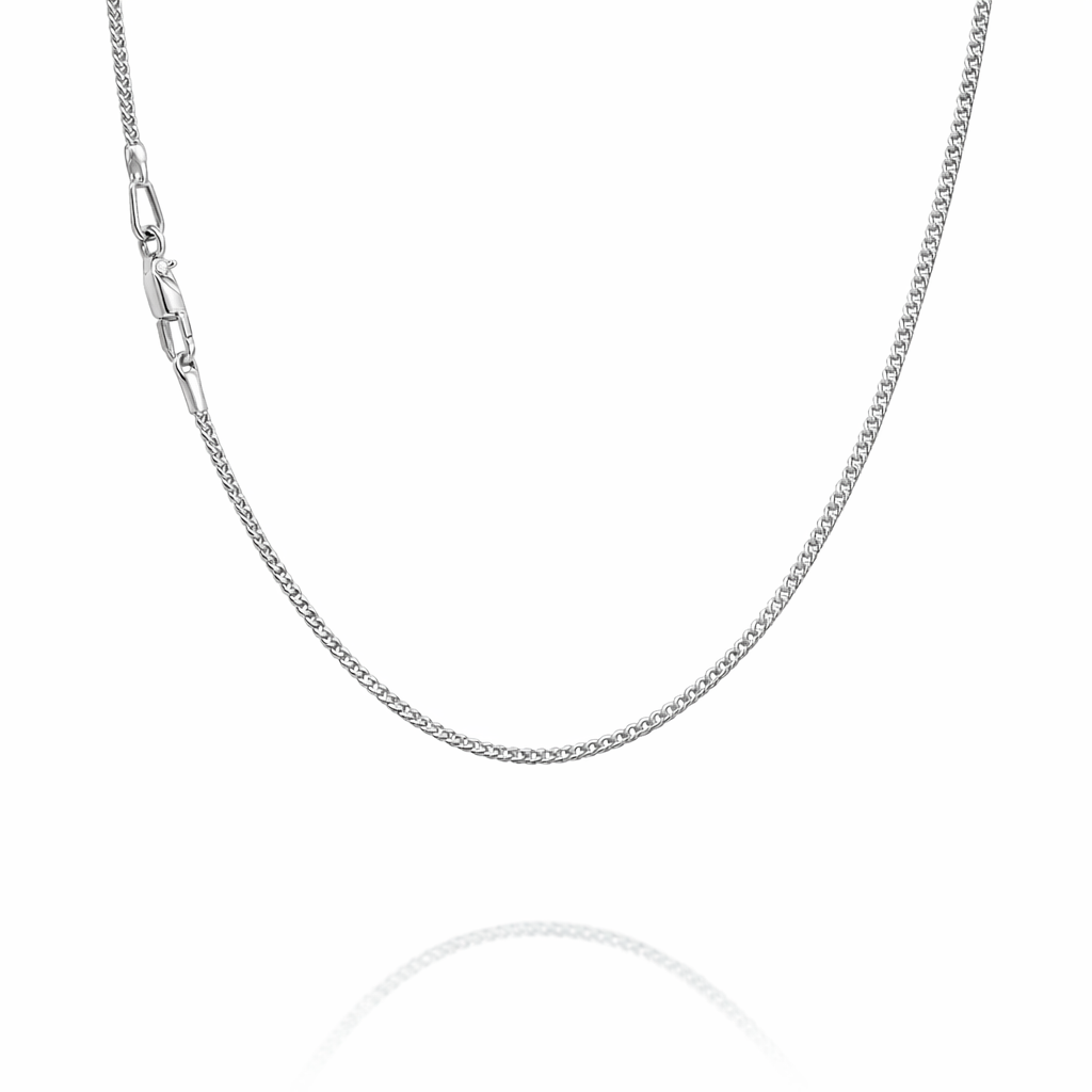 Flat Curb Link Necklace 45cm | Rhodium Plated Silver