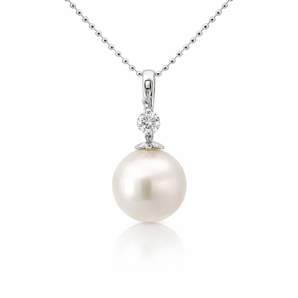 South Sea Pearl Pendant With Articulated Diamond In 18ct WG