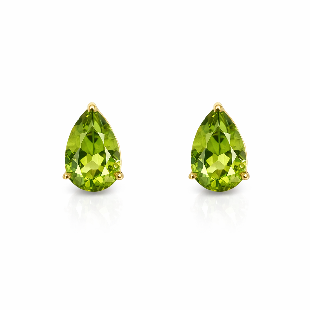 Peridot Stud Earrings - Teardrop | 14ct