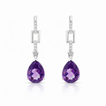 Amethyst And Diamond Earrings  | 18K