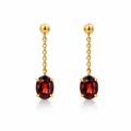 Ball Stud With Hanging Almandine Garnet Drop | 14ct