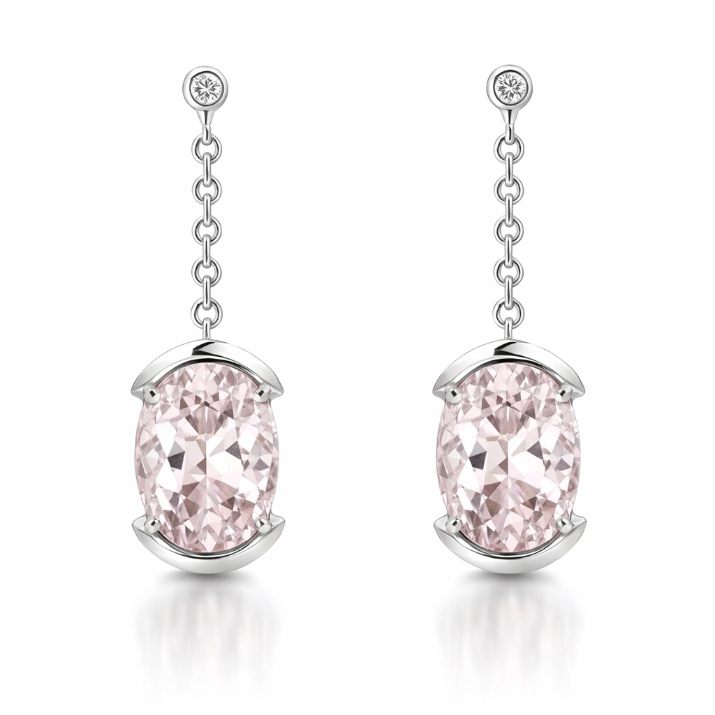 Kunzite &amp; Diamond Stud Earrings | 18K