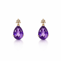 Amethyst And Diamond Stud Earrings | 14K