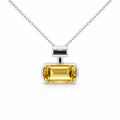 Yellow Beryl Pendant In 14K White Gold