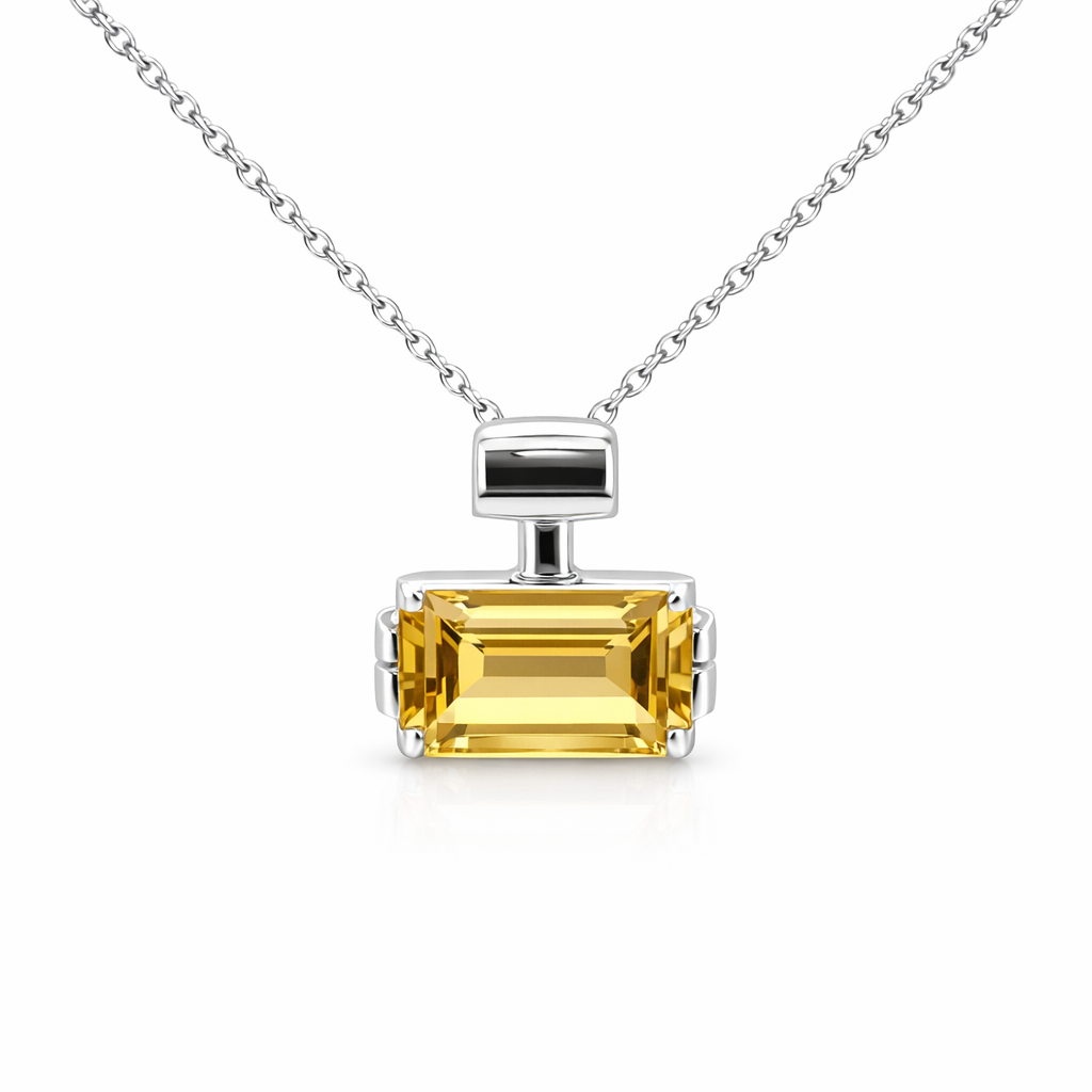 Yellow Beryl Pendant In 14K White Gold