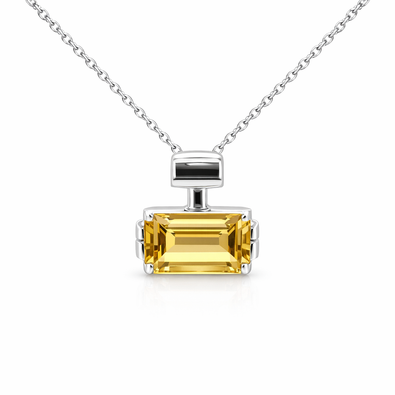 Yellow Beryl Pendant In 14K White Gold