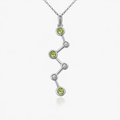 Peridot And Diamond Zigzag Pendant In 14K White Gold