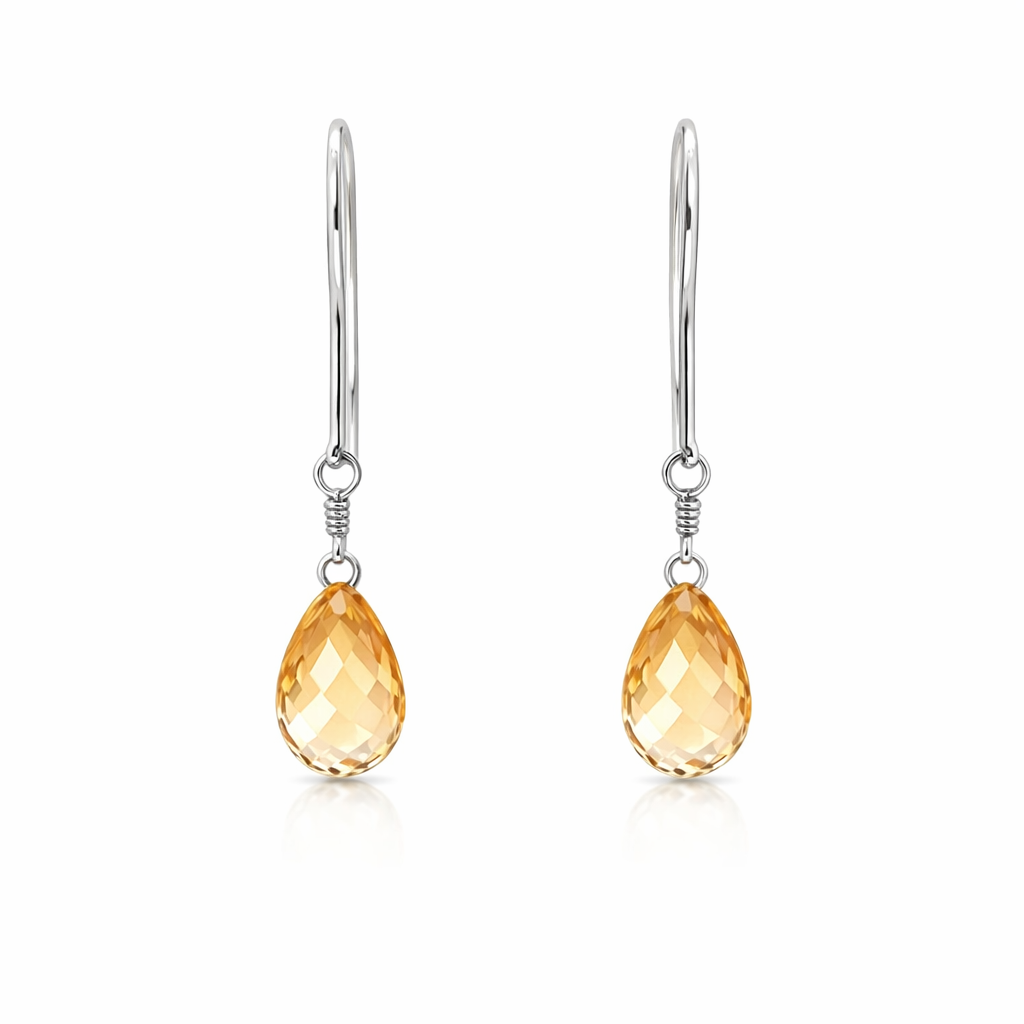 Citrine Earrings in 14ct White Gold