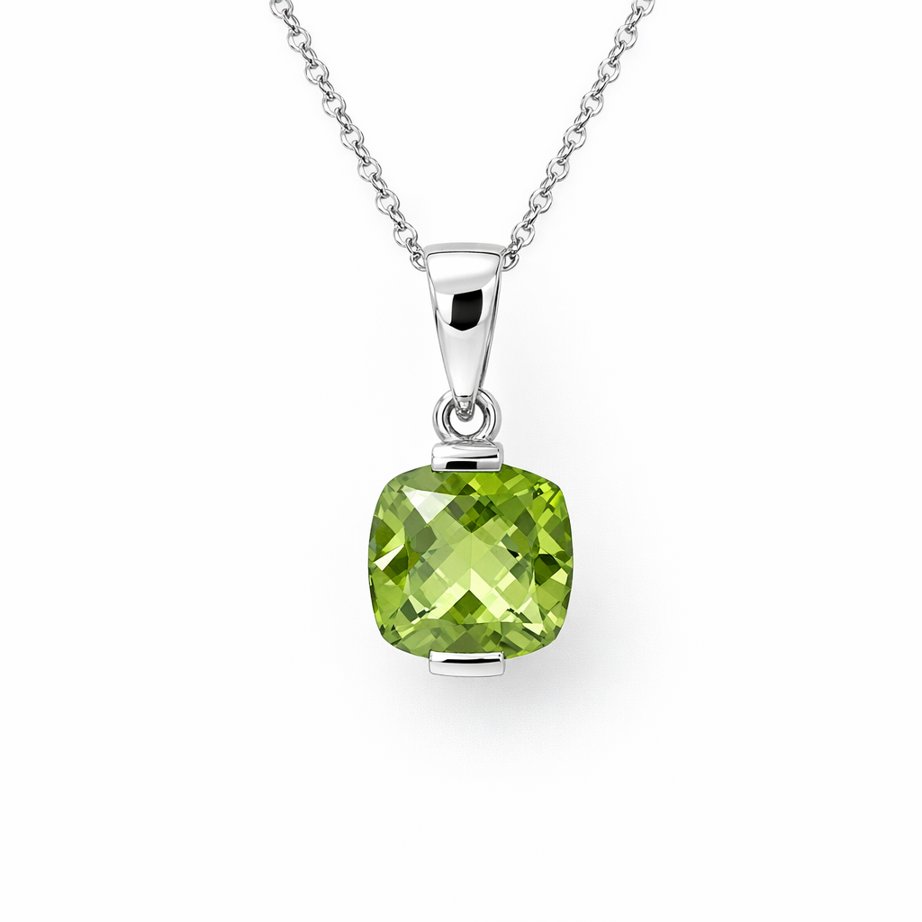 Peridot Pendant In 14K White Gold