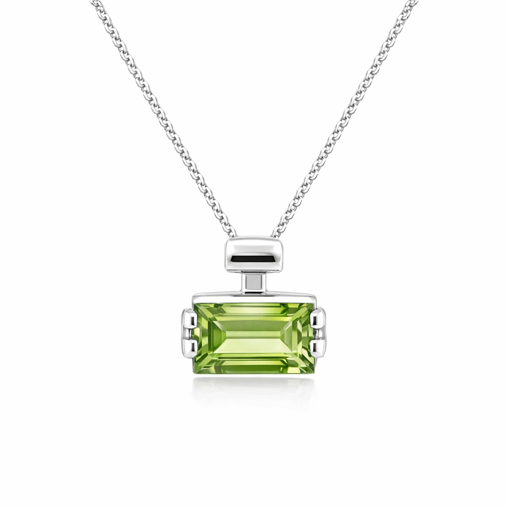 Peridot Pendant In 14K White Gold