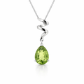 Teardrop Peridot Pendant In 14K White Gold