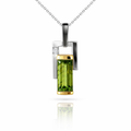 Peridot And Diamond Pendant Two Tone 18K