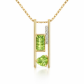 Peridot And Diamond Pendant In 14K Yellow Gold