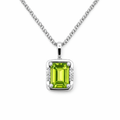 Peridot And Diamond Pendant In 14K White Gold