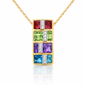 Multi-Gem Pendant In 14K Yellow Gold