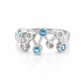 Blue Topaz And Diamond 14K White Gold Ring
