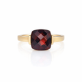 Garnet Checkerboard Cut Ring 14K Gold