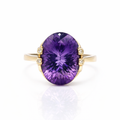 Amethyst And Diamond Ring | 14ct Yellow Gold