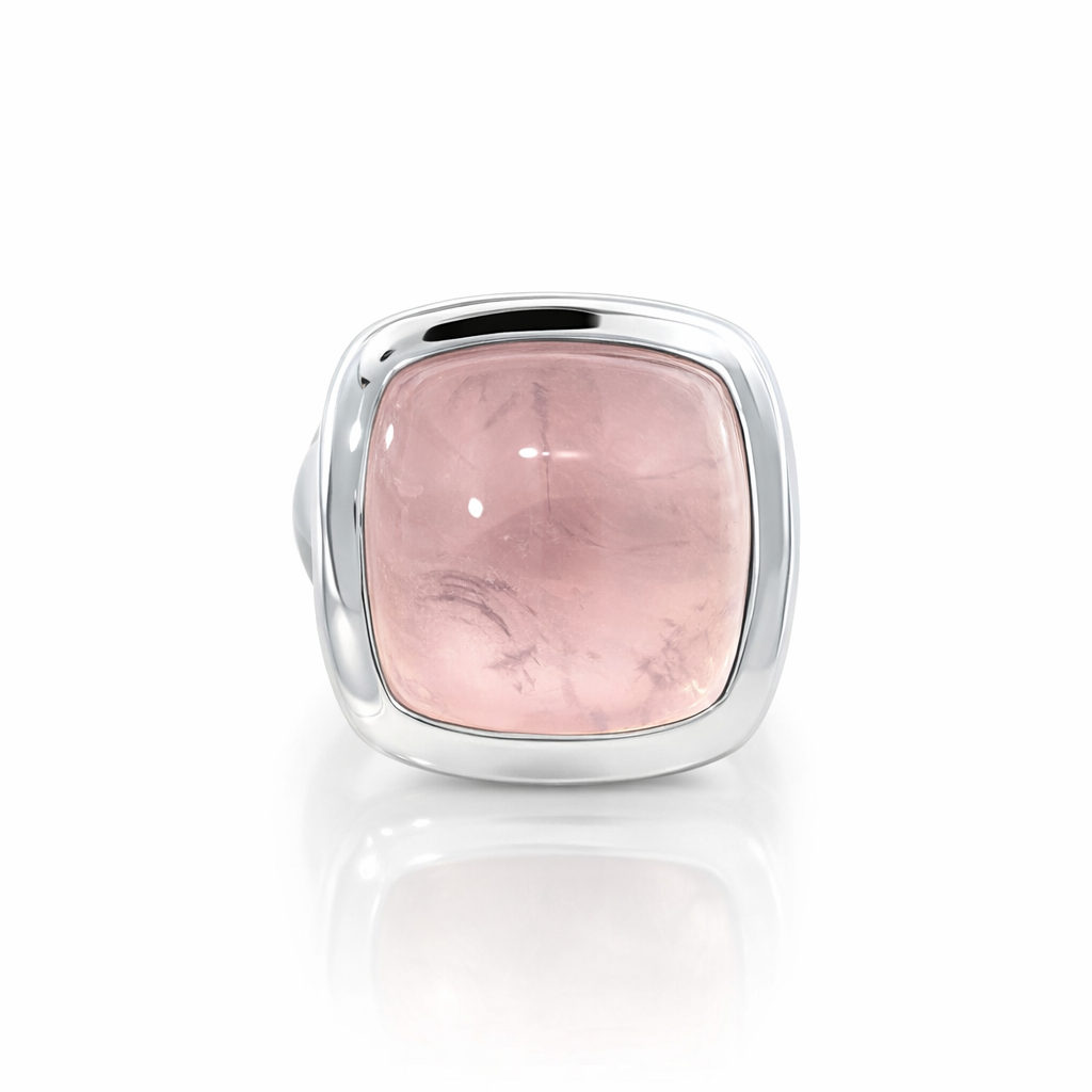 Rose Quartz 18ct White Gold Ring