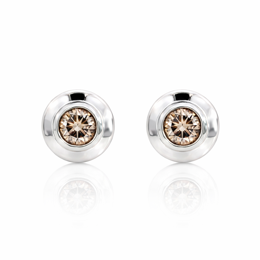 Champagne Diamond 18K White Gold Earrings