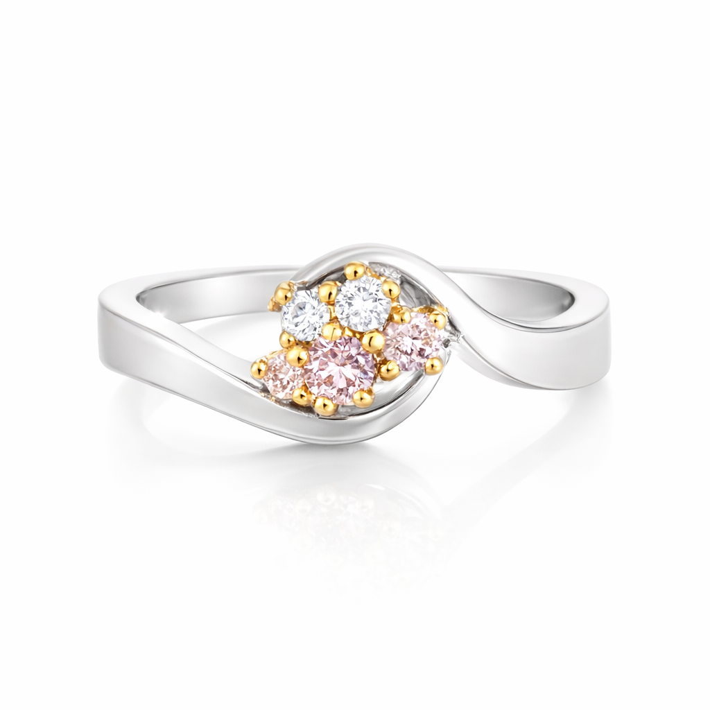 Natural Pink And White Diamond Platinum Ring