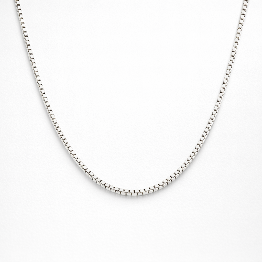 Box Chain Necklace | 60cm 18ct White Gold