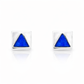 Solid Opal Stud Earrings In Sterling Silver