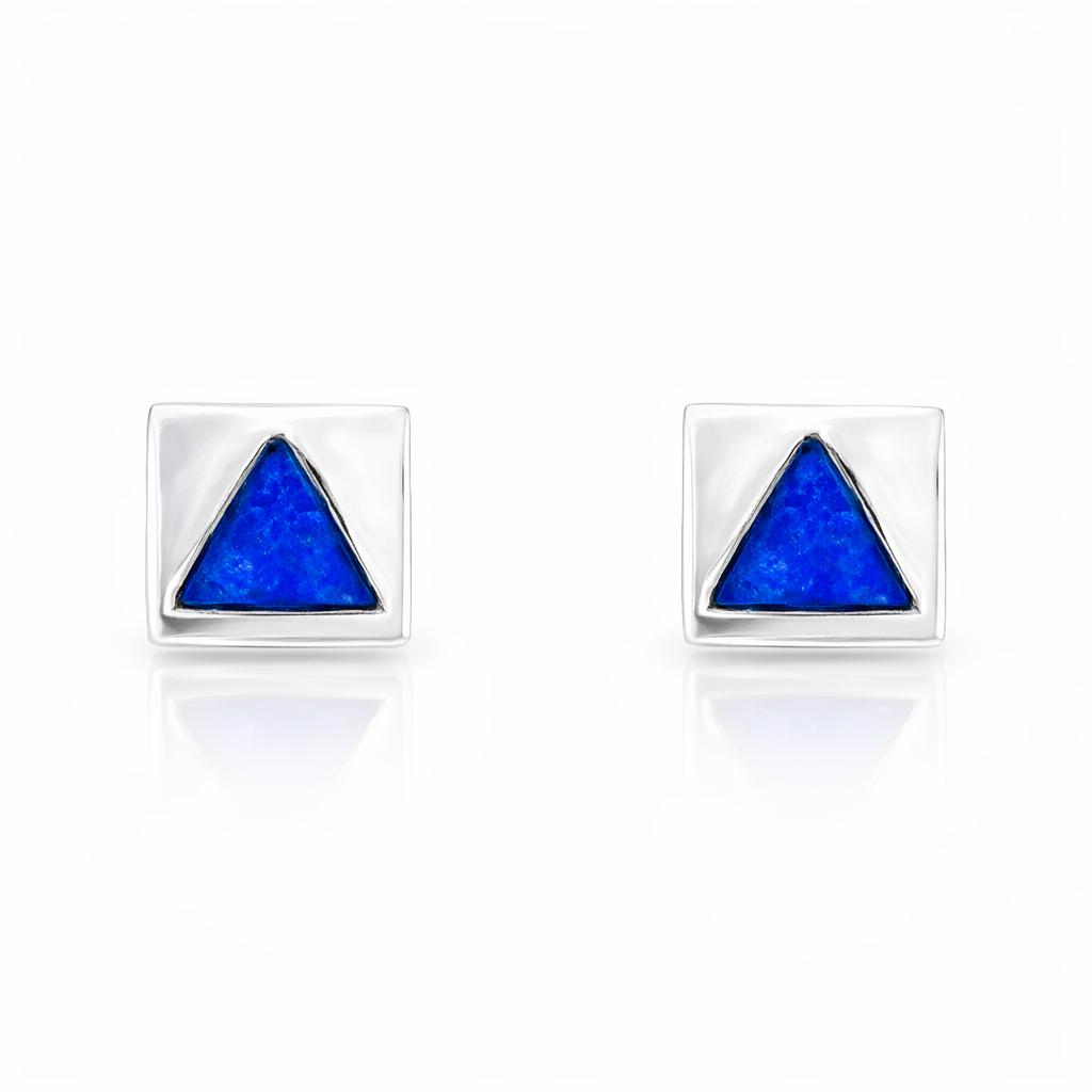 Solid Opal Stud Earrings In Sterling Silver
