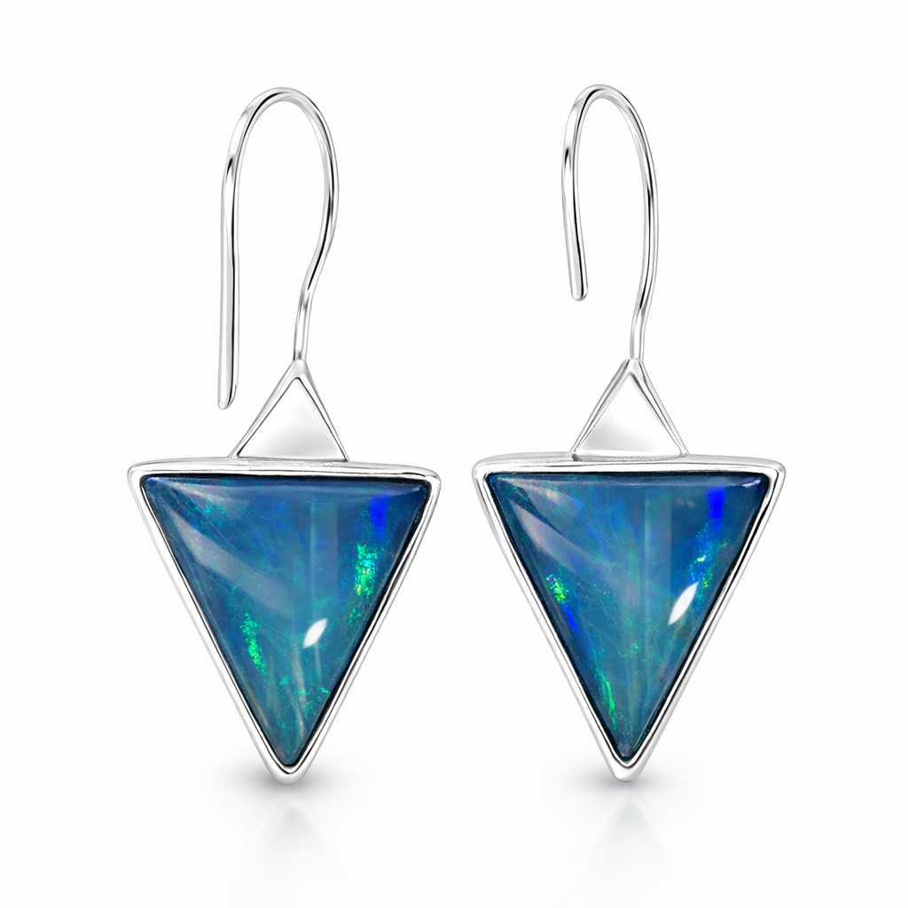 Sterling Silver Earrings With Opals
