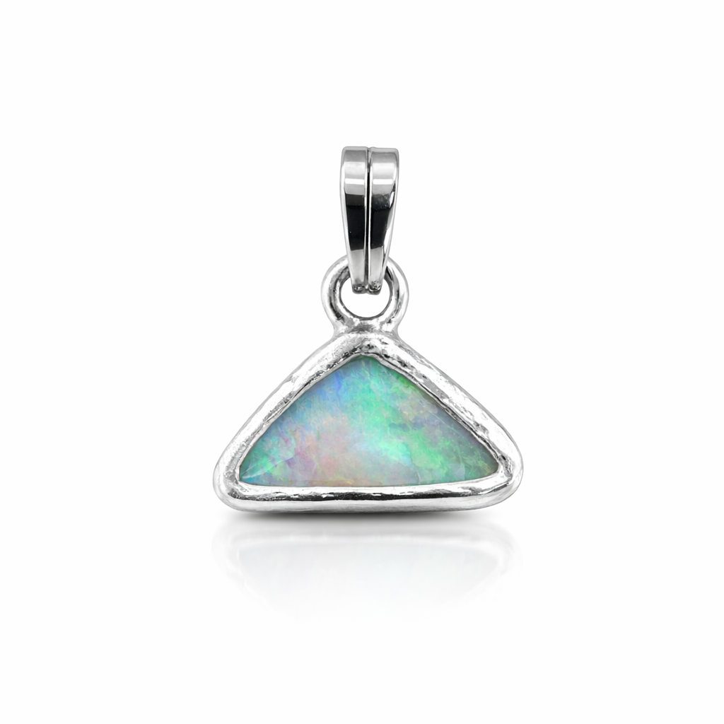 Triangular Opal Pendant Set In Sterling Silver