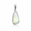 White Opal Pendant Set In Sterling Silver