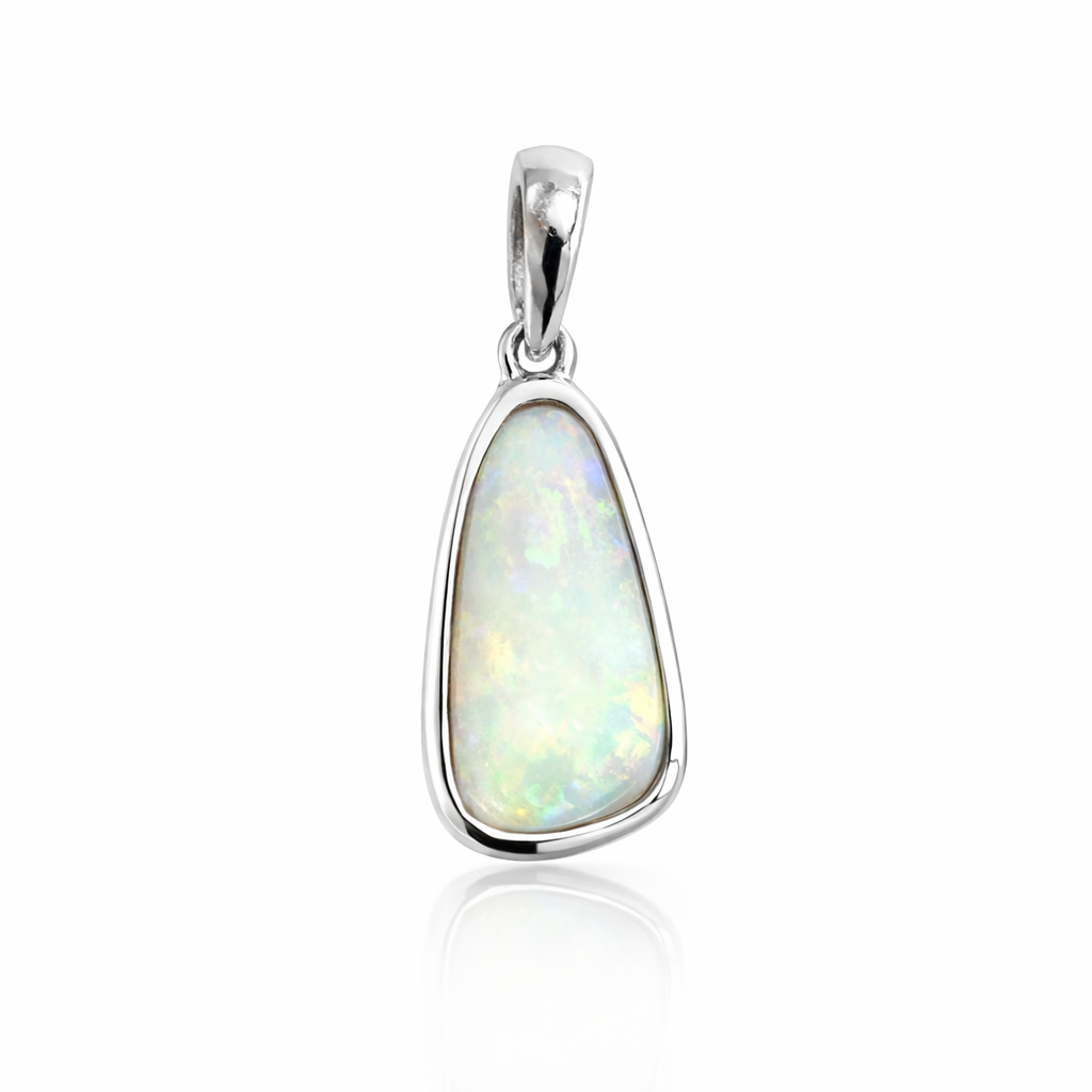 White Opal Pendant Set In Sterling Silver