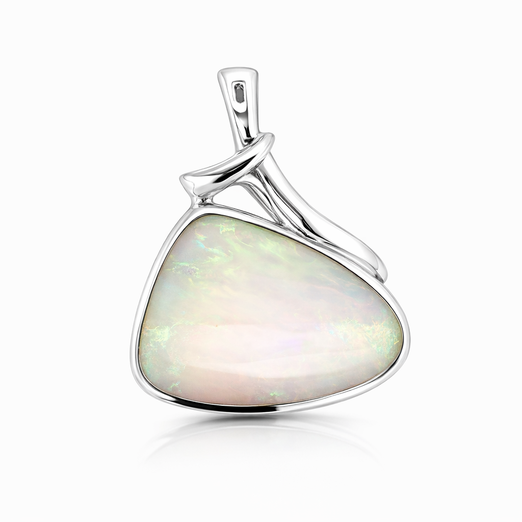 White Opal Pendant Set In Sterling Silver