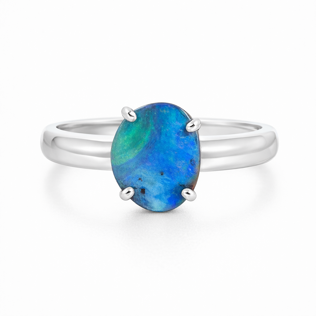 Boulder Opal Ring In Sterling Silver