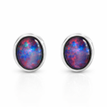 Triplet Opal Stud Earrings In Sterling Silver