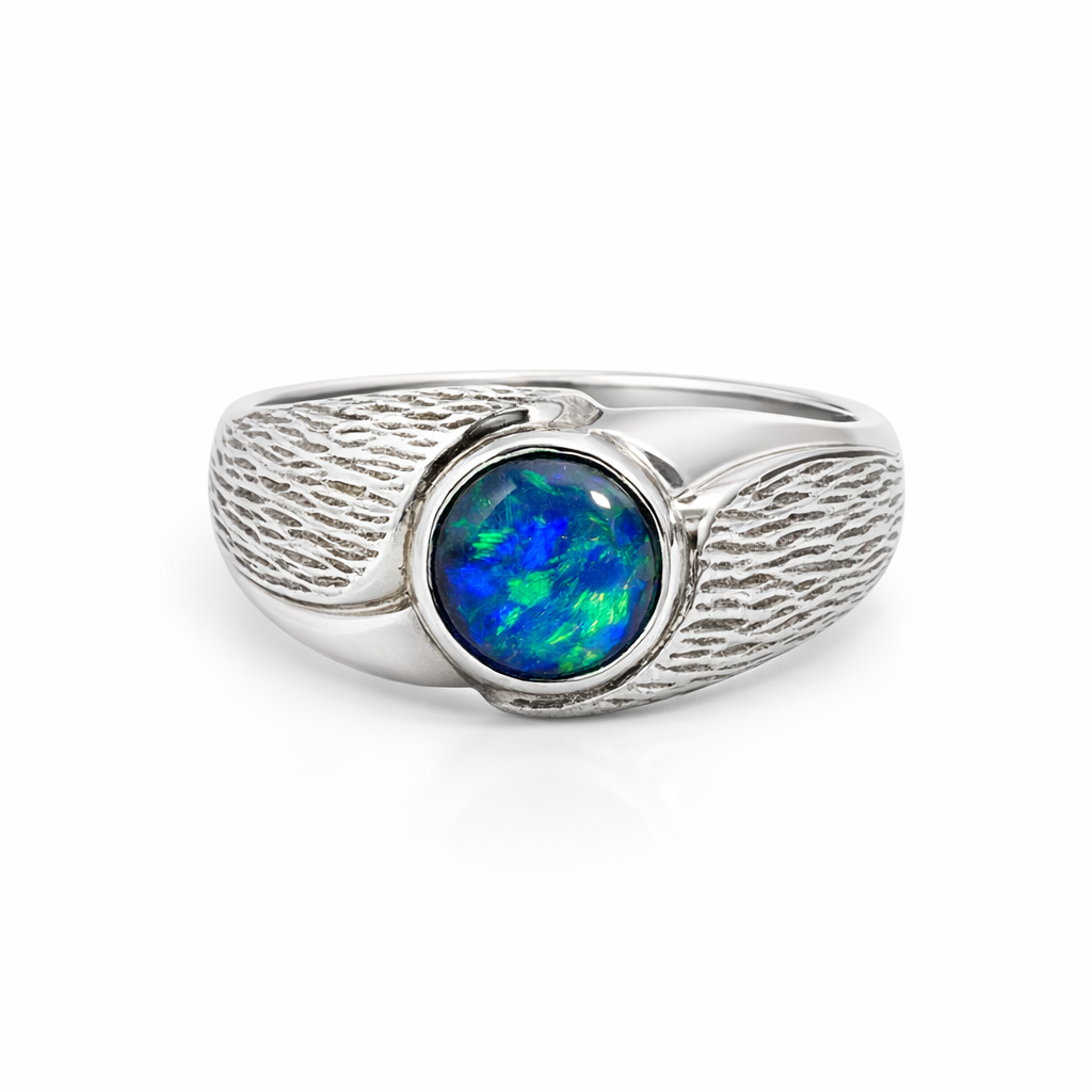 Triplet Opal Ring In Sterling Silver
