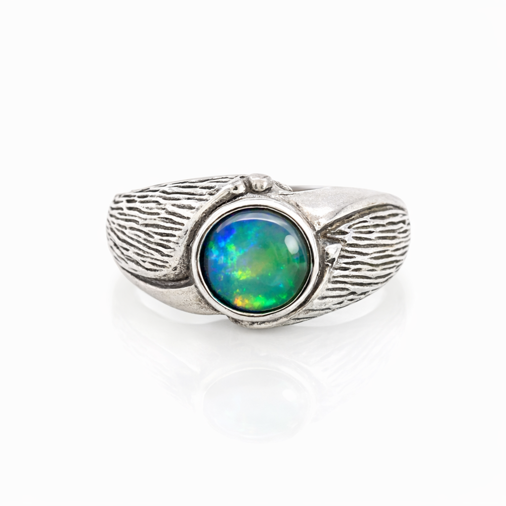 Triplet Opal Ring In Sterling Silver
