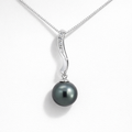 Tahitian Pearl Pendant In Sterling Silver With Cubics