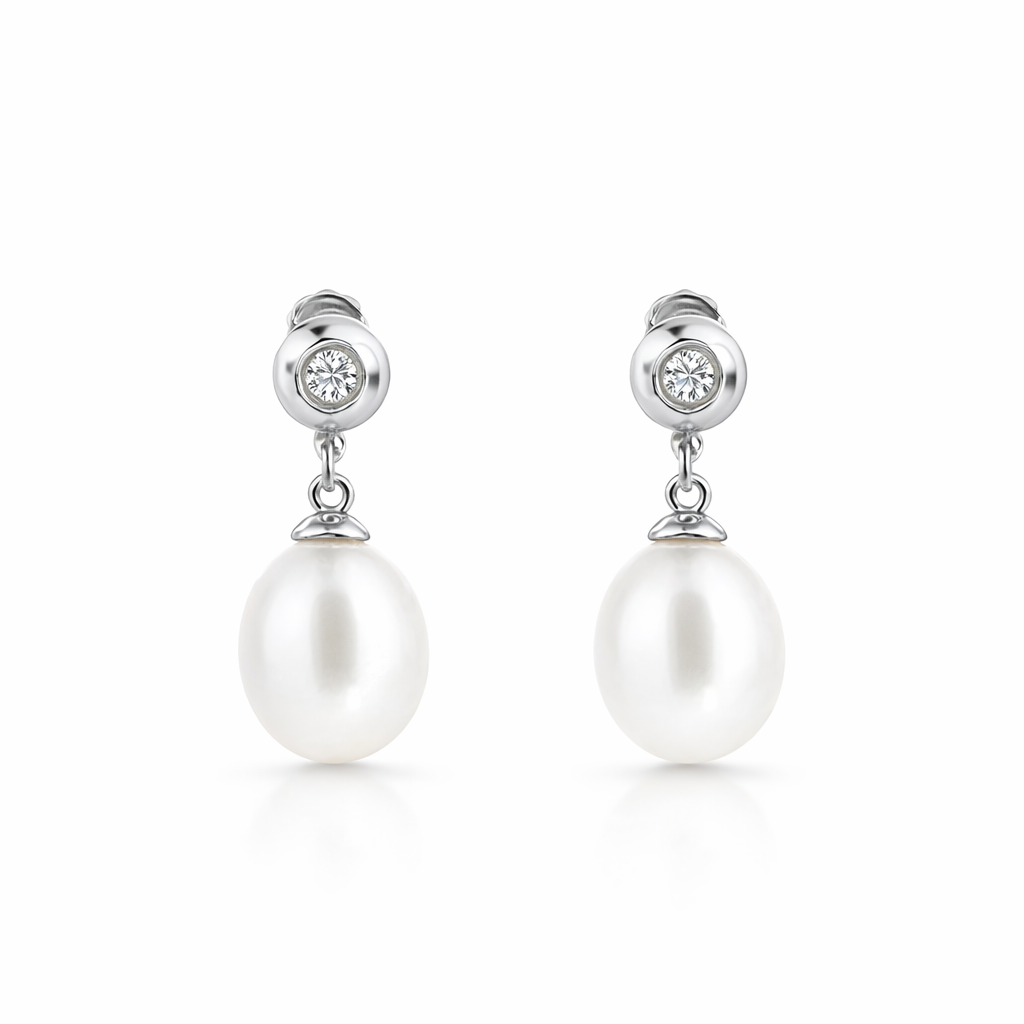 Freshwater Pearls Drop Earrings | Sterling Silver
