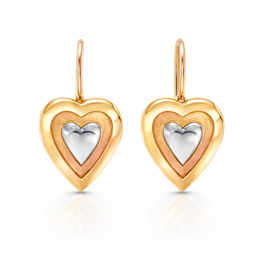Heart Earrings | 9K Two-Tone Gold