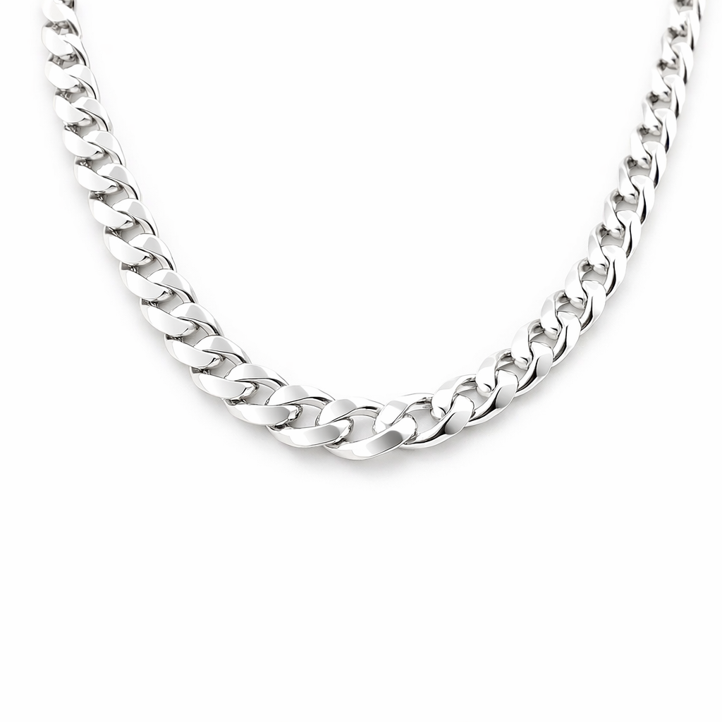 Flattened Curb Link Chain Sterling silver