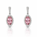 Pink Tourmaline Earrings In 9ct White Gold