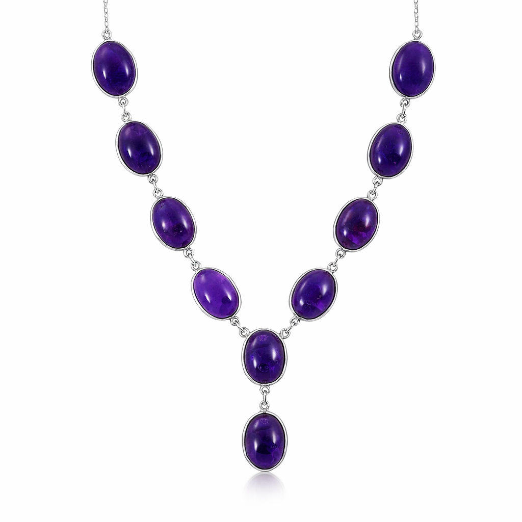 Amethyst Necklace In Sterling Silver